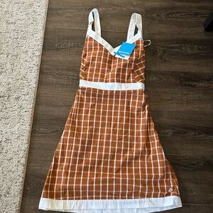 Columbia Women's Orange and White Plaid Midi Dress